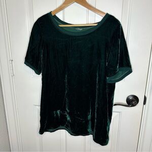 Ivy Jane Forest Dark Green Velvet Silk Blend Scoop Neck Blouse Whinsygoth Grunge